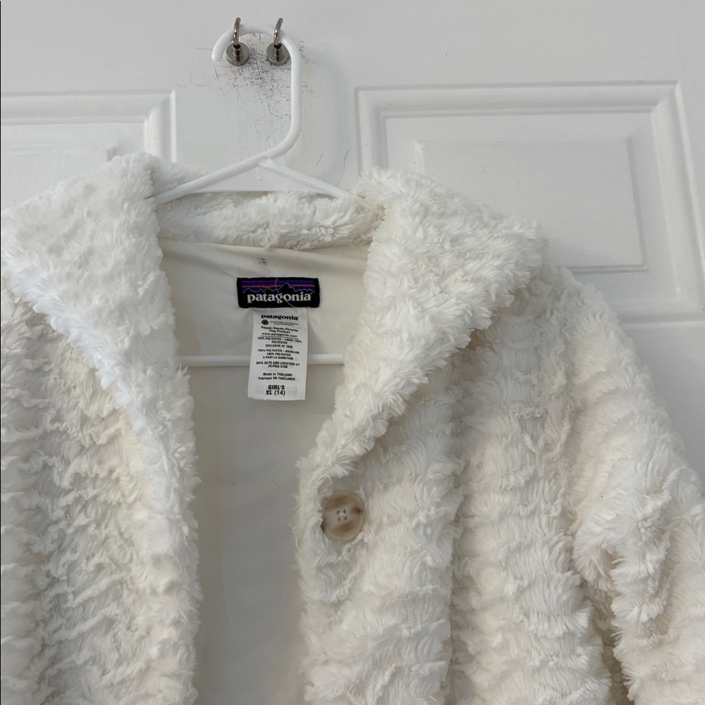 Patagonia Girls Pelage Jacket Birch White High Pile Fleece Teddy Cozy XL 14 - Picture 4 of 7